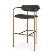 Parker Brown Faux Leather Seat Gold Metal Bar Stool