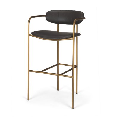 Parker Brown Faux Leather Seat Gold Metal Bar Stool
