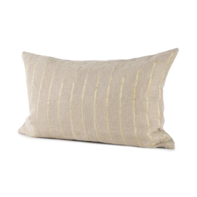 Danika Beige and Gold Fabric Decorative Pillow Cover