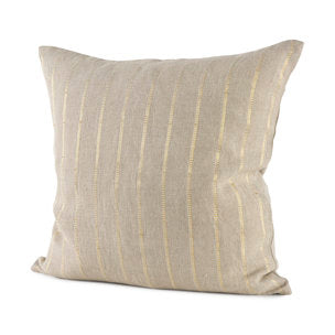 Danika Beige and Gold Fabric Decorative Pillow Cover