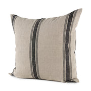 Hattie 20L x 20W Beige and Black Fabric Striped Decorative Pillow Cover