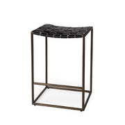 Clarissa 18.0L x 16.0W x 26.25H Black Woven Leather Seat W/ Gold Frame Counter Stool