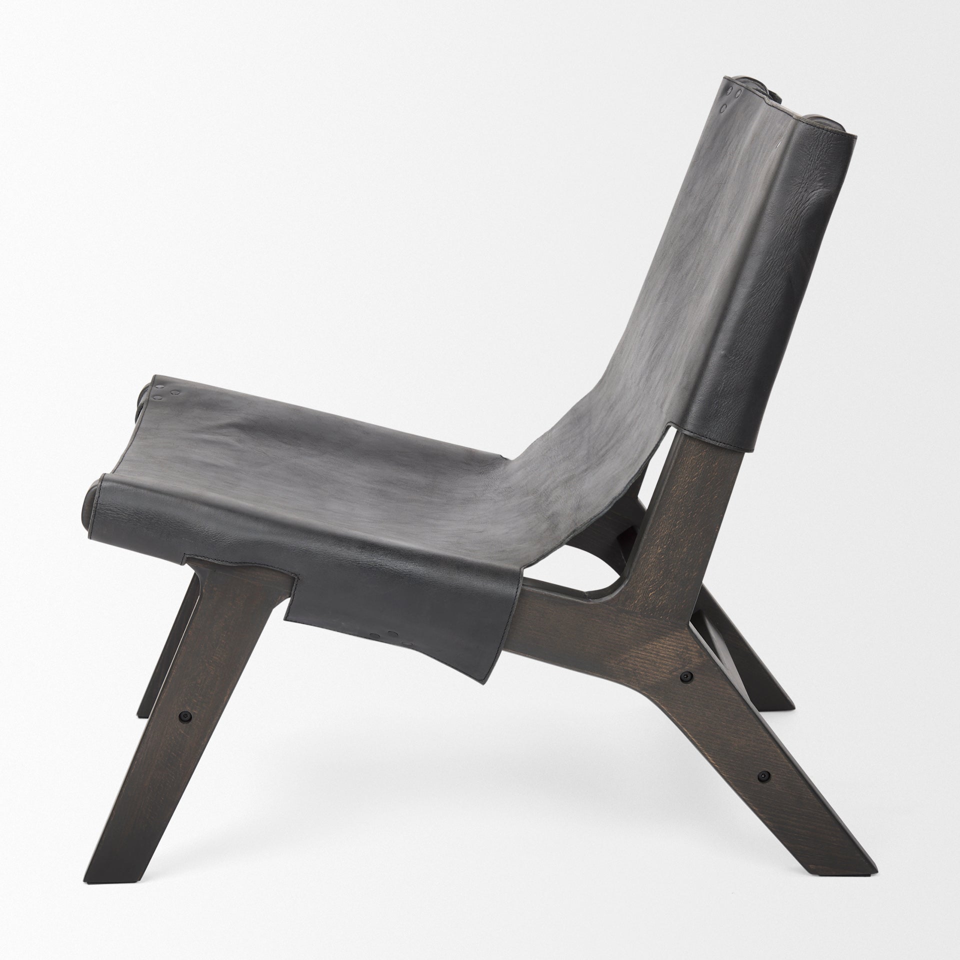 Elodie 24.4L x 33.9W x 30.7H Brown Leather W/Natural Beech Wood Frame Accent Chair