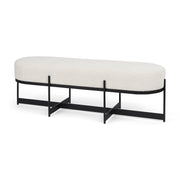 Amelia 55.0L x 18.0W x 18.0H Cream Boucle W/Black Metal Upholstered Bench
