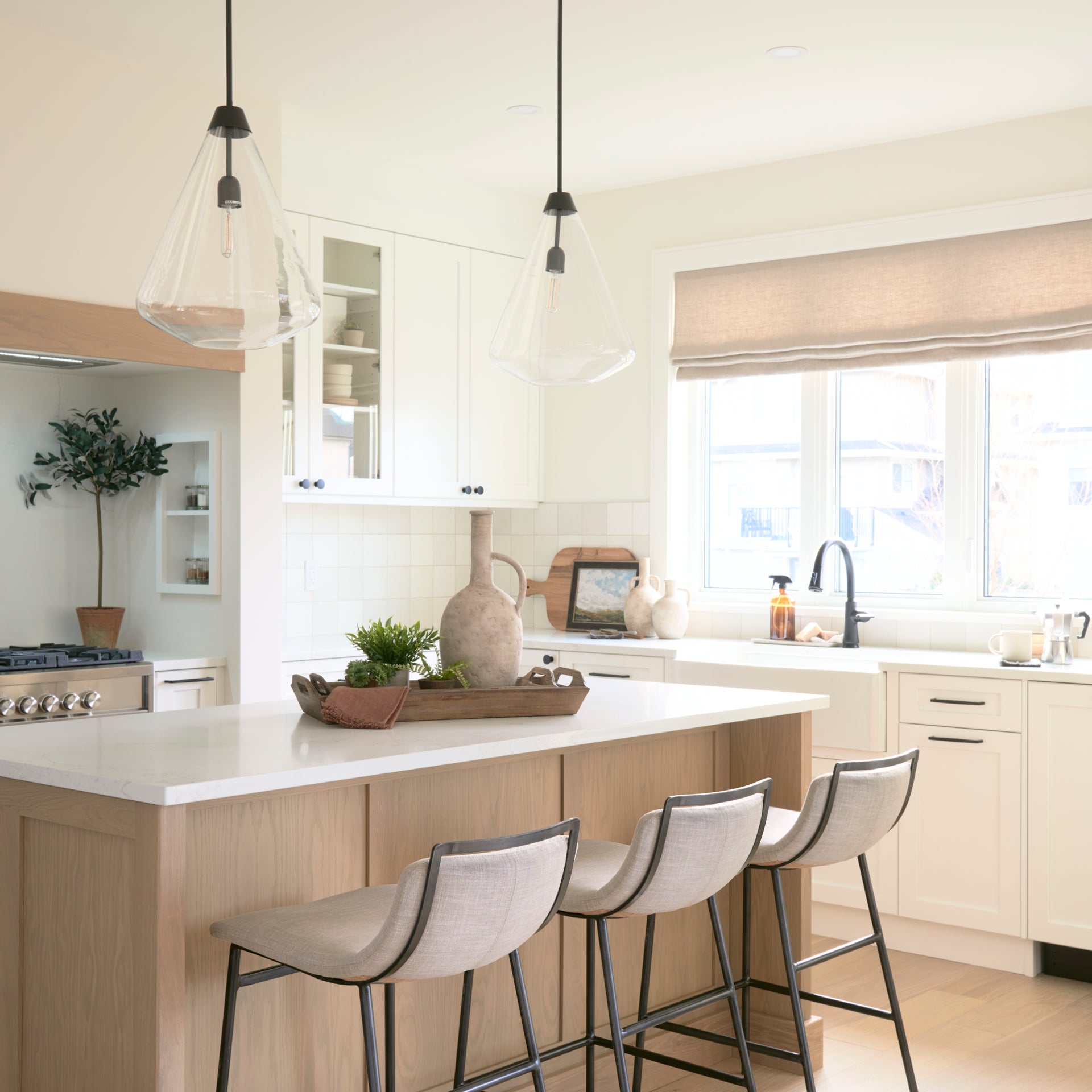 Kavalan 37.5" Total Height Beige Upholstered Seat Gray Metal Frame Bar Stool