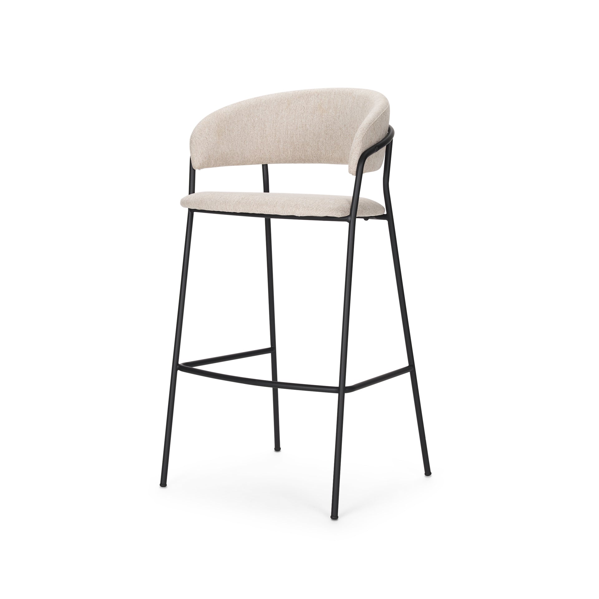 Carolyn Counter Stool w/ Oatmeal Fabric & Matte Black Metal
