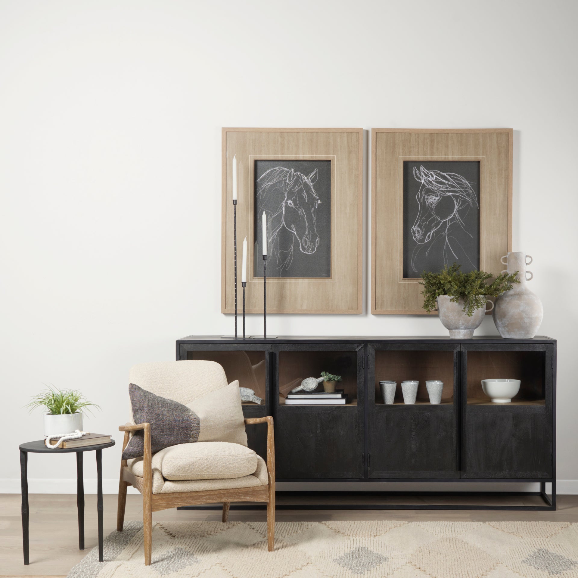 Timothy 16.0L x 16.0W X 20.0H Ebony Black Iron Side Table