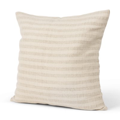 Jace Cream w/ Beige Stripe Linen-Cotton Decorative Pillow Cover