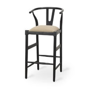 Trixie Black Wood Frame w/ Dark Taupe Fabric Seat Counter Stool