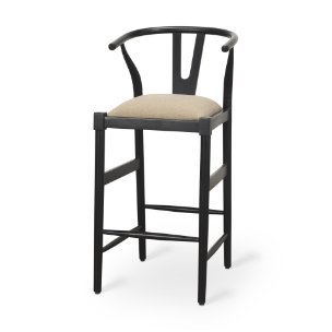 Trixie Black Wood Frame w/ Dark Taupe Fabric Seat Bar Stool