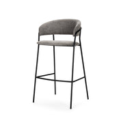 Carolyn Bar Stool w/ Gray Fabric & Matte Black Metal