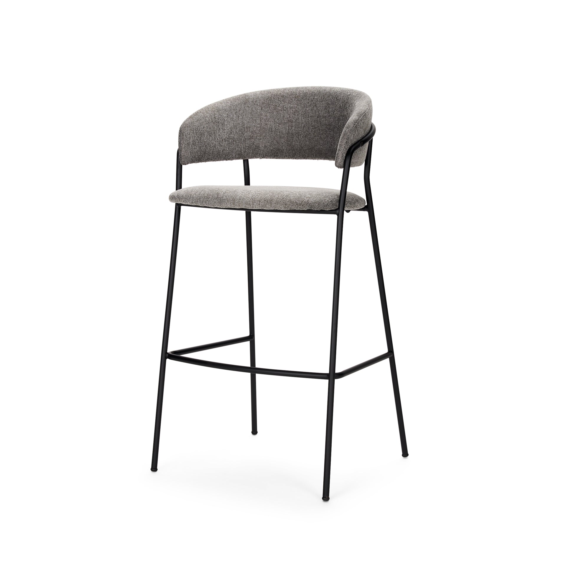 Carolyn Counter Stool w/ Gray Fabric & Matte Black Metal