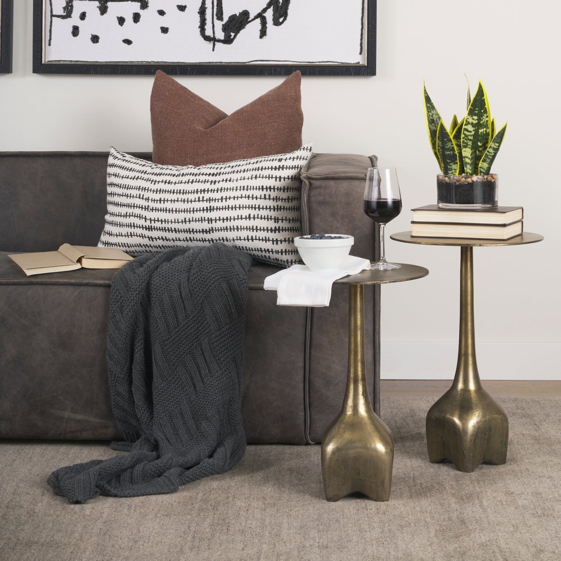 Risha Small Gold Metal Accent Table