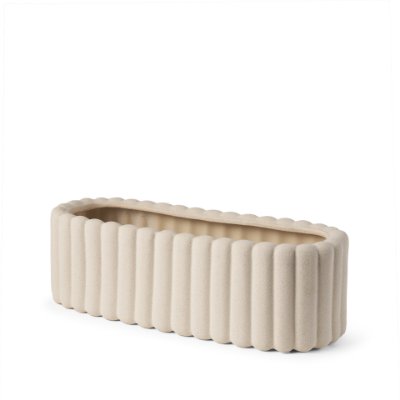 Mira Textured Blush Beige Fluted Ceramic Vase