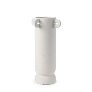 Dylan Textured Off White w/ Handles Ceramic Vase