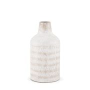 Tisha White W/ Terracotta Distressing Metal Vase