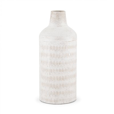 Tisha White W/ Terracotta Distressing Metal Vase