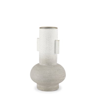 Torres Tall Textured Off White w/ Gold Metal Vase