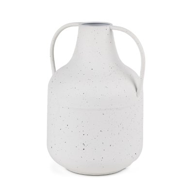 Treva Small White w/ Black Speckles Metal Vase