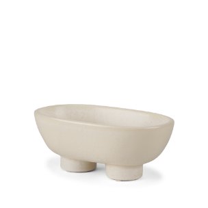 Tyren Cream Glazed Decorative Round Ceramic Bowl