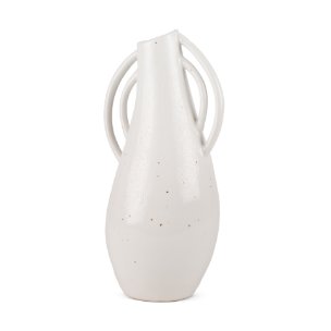 Urvi Off White Speckled Asymmetrical Ceramic Vase
