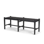 Shane Black Wood w/ Woven Brown Leather Bench