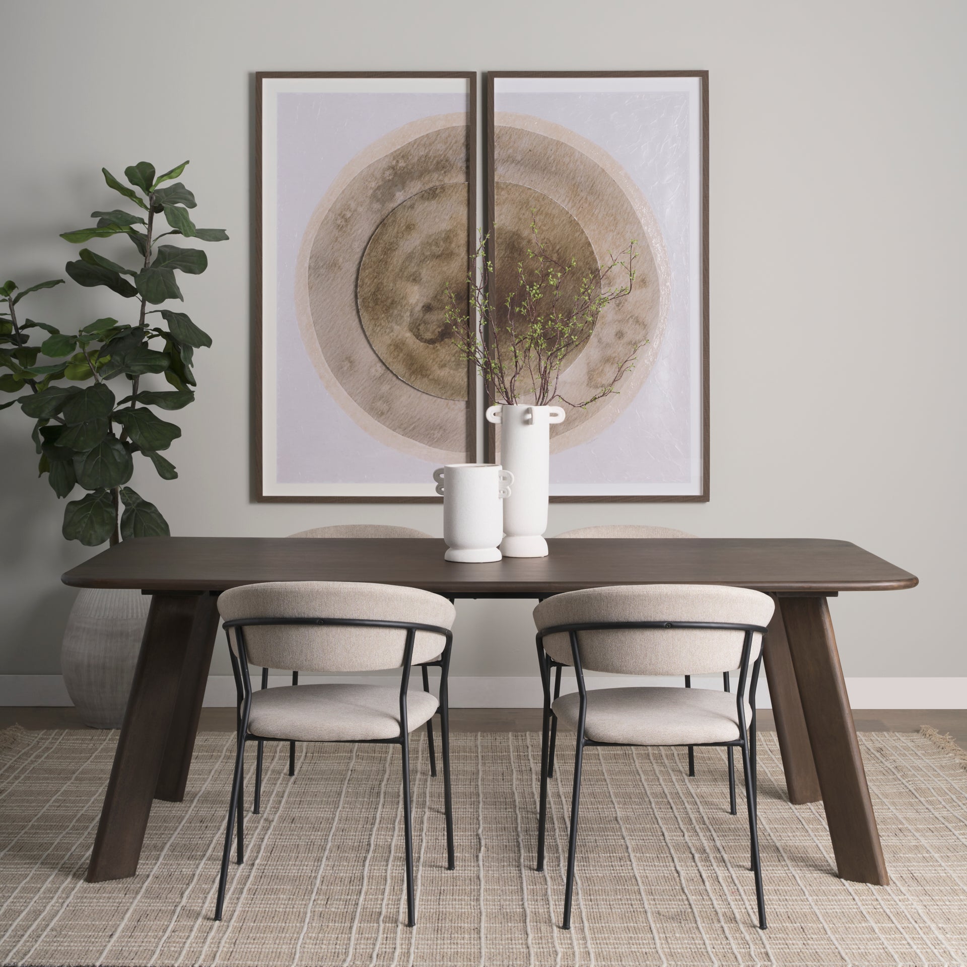 Carolyn Dining Chair w/ Oatmeal Fabric & Matte Black Metal