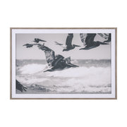 Pelican Beach by Nathan Larson a Hand Embellished Framed Photo Art Print Matted under Glass