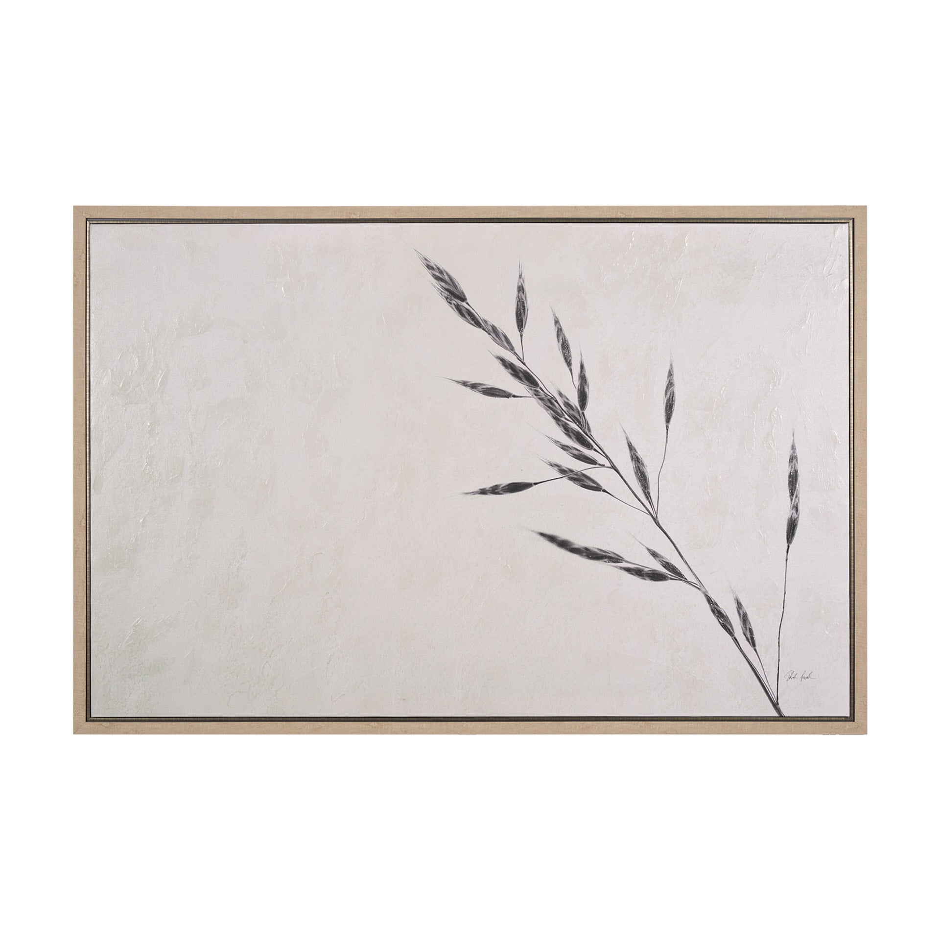 Wheat Grass III by Mercana Studio a Hand Embellished Textured Framed Canvas