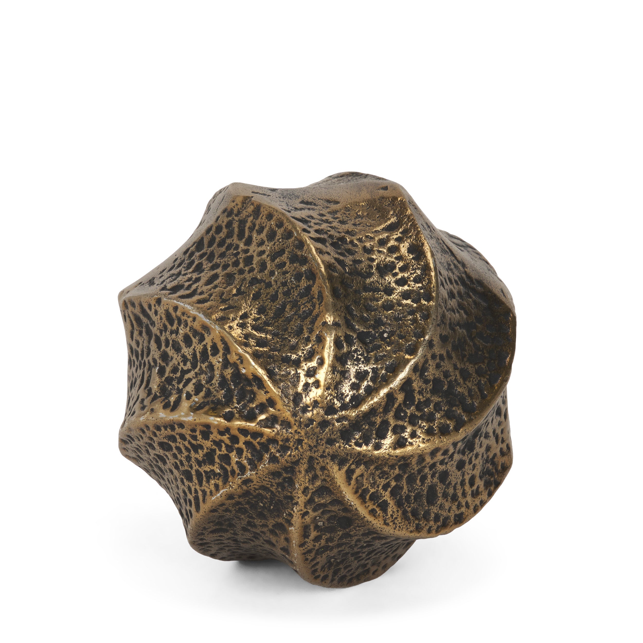 Imani Sculptural Textured Antiqued Gold Metal Decorative Orb Object