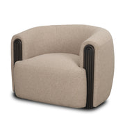 Kornelia Textured Mushroom Fabric Barrel Accent Chair