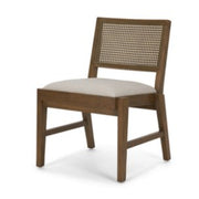 Reid Framed Brown Cane Cream Fabric Dining Chair