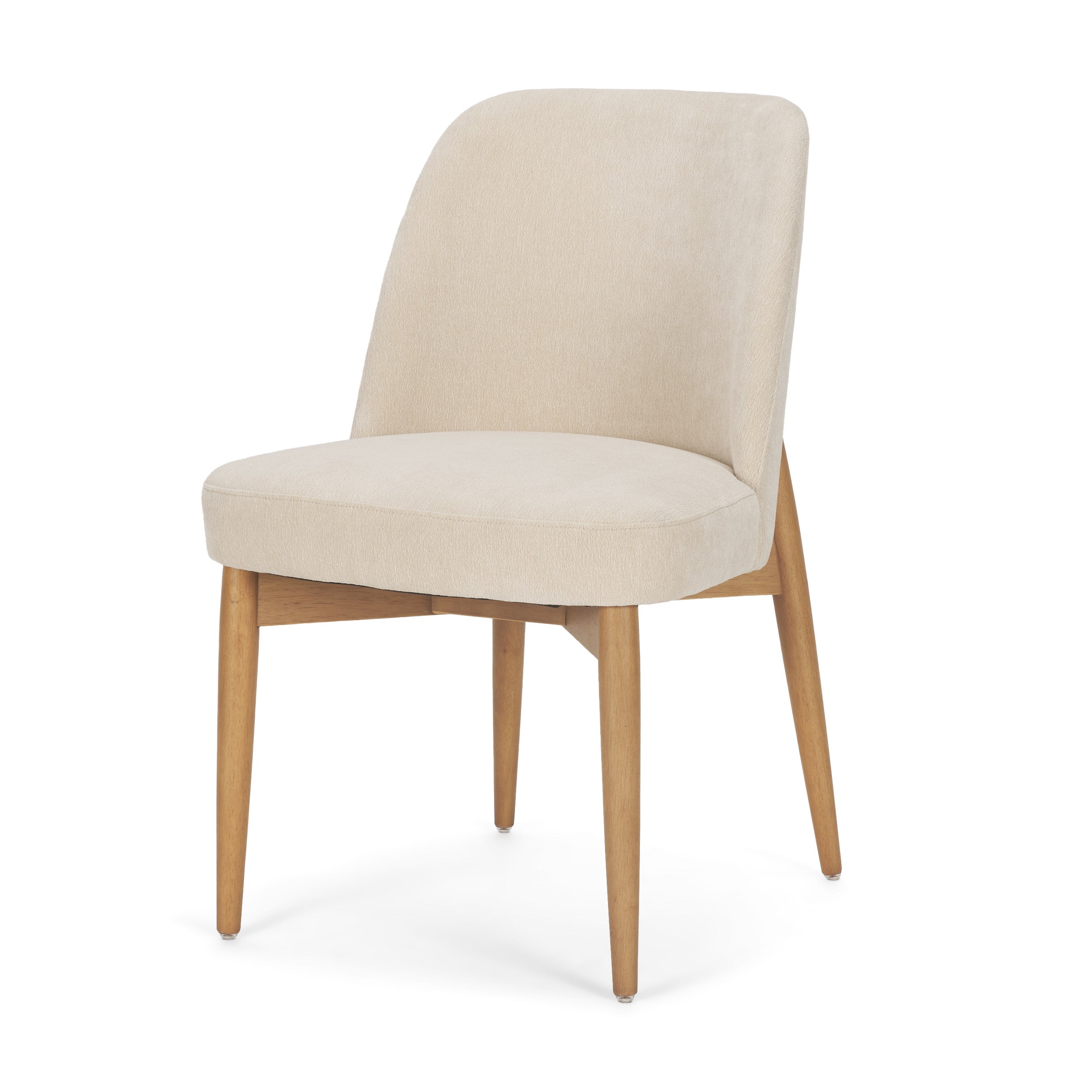 Abbie Curved Back Oatmeal Fabric Dining Side Chair