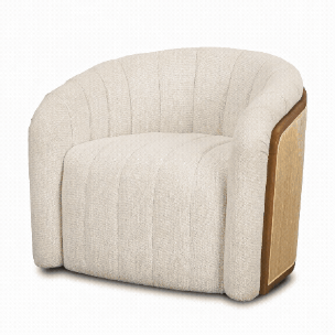 Fonda Cream Fabric w/ Natural Jute Swivel Accent Chair