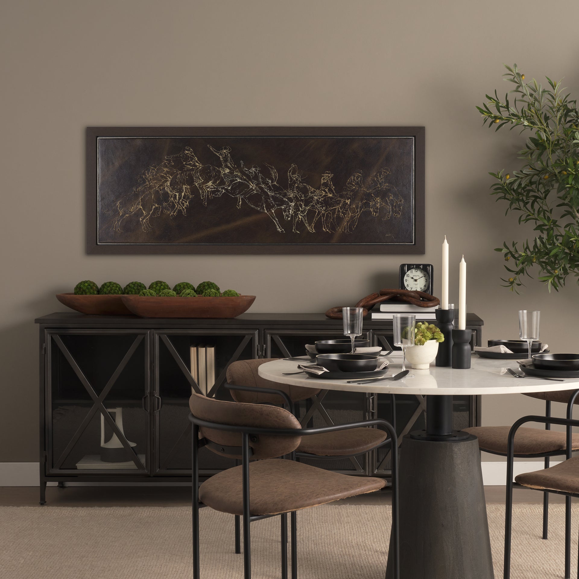 Ride 'Em Cowboy by Mercana Studio a Hand Embellished Textured Framed Canvas