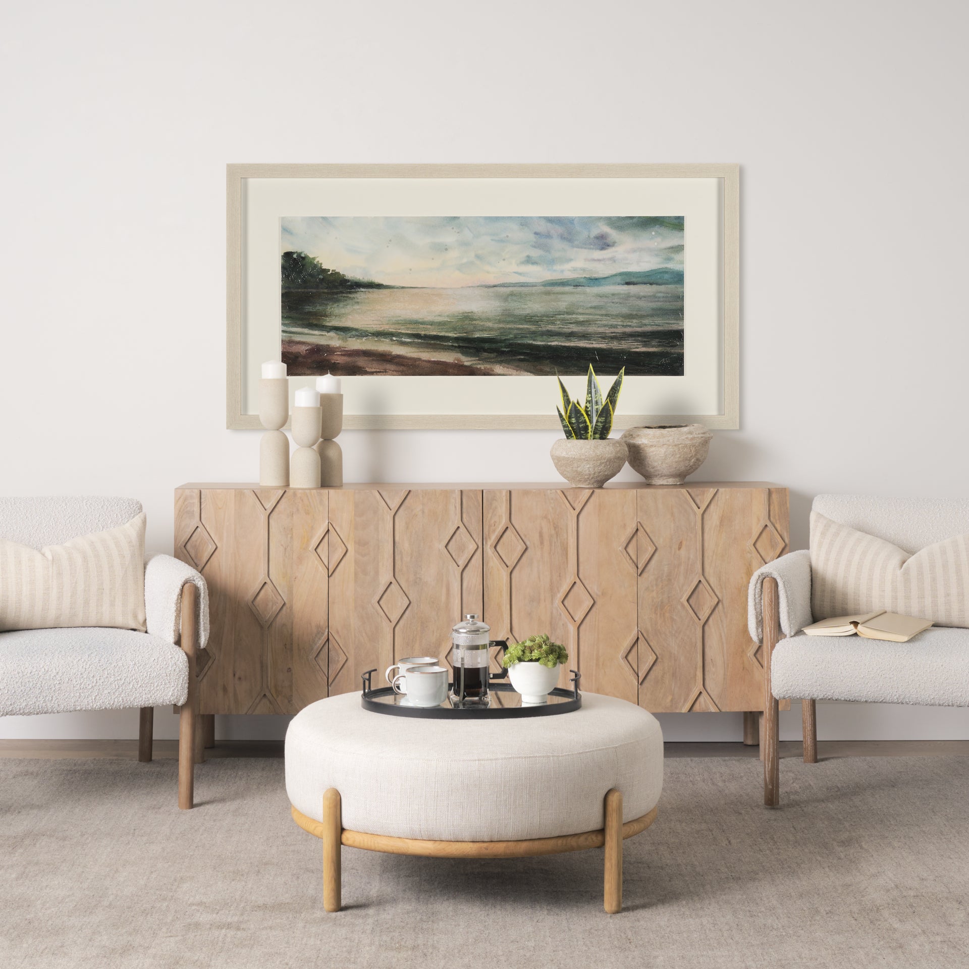 Coastal Splendor by Mercana Studio Hand Embelished Framed Artwork Matted under Glass