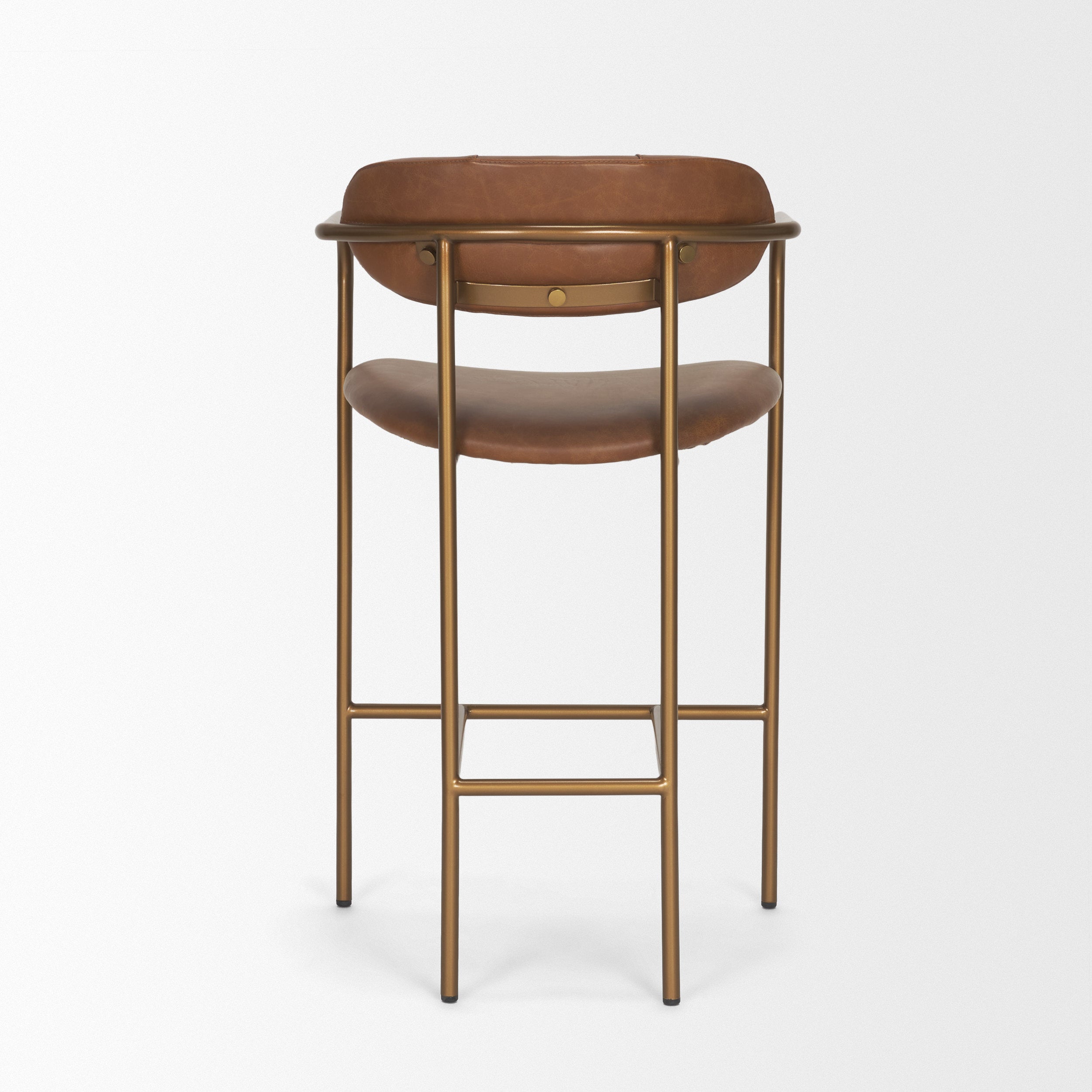 Parker Brown Leather Seat Gold Metal Counter Stool
