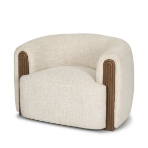 Kornelia Soft Oatmeal Fabric Barrel Accent Chair