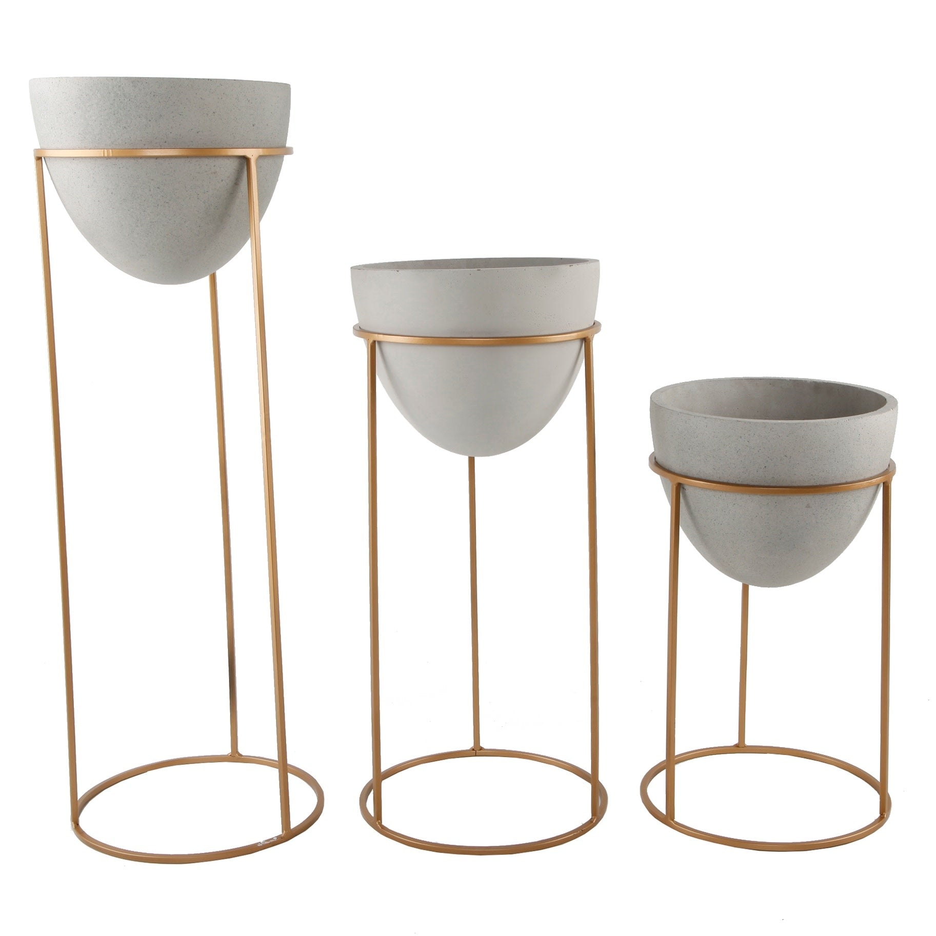 Matte White Ceramic Pot on Gold Stand - Large
