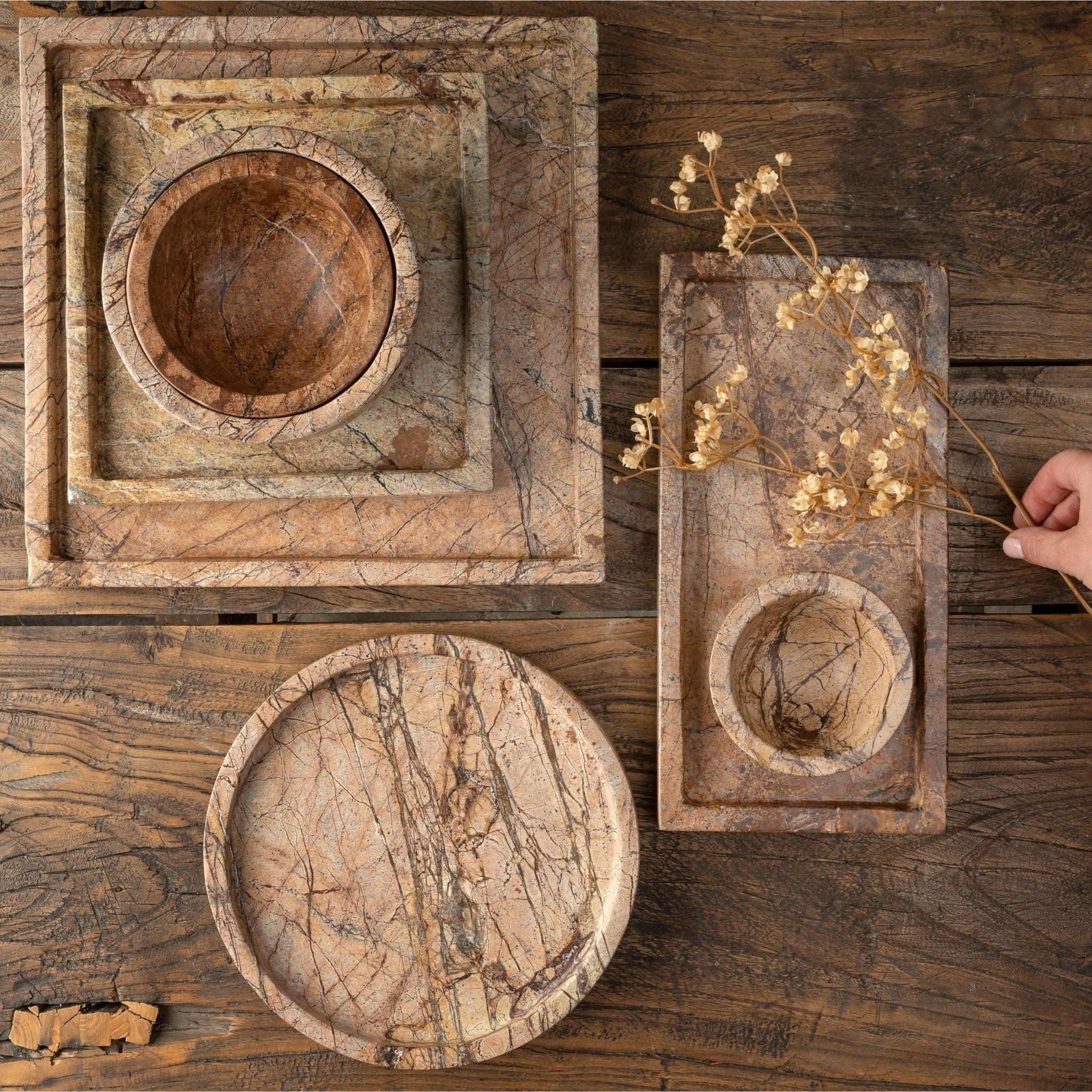 Rectangular Rainforest Marble Tray - Small
