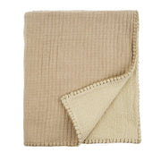 Kantha-Stitch Sherpa Throw - Natural