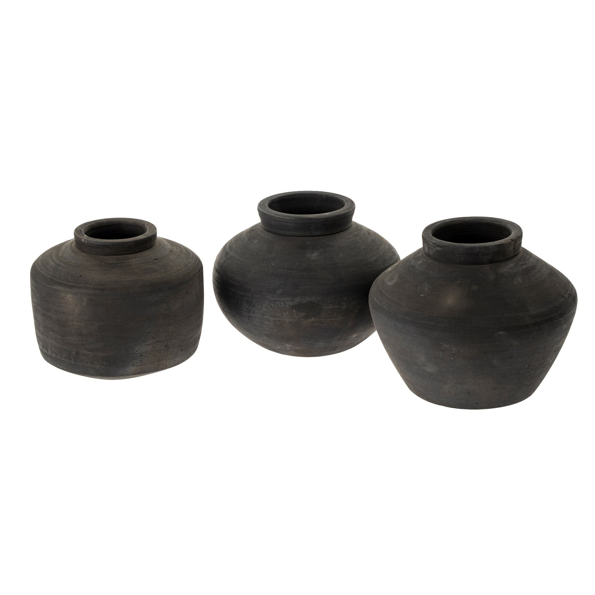 Balkan Black Terracotta Pot - Wide
