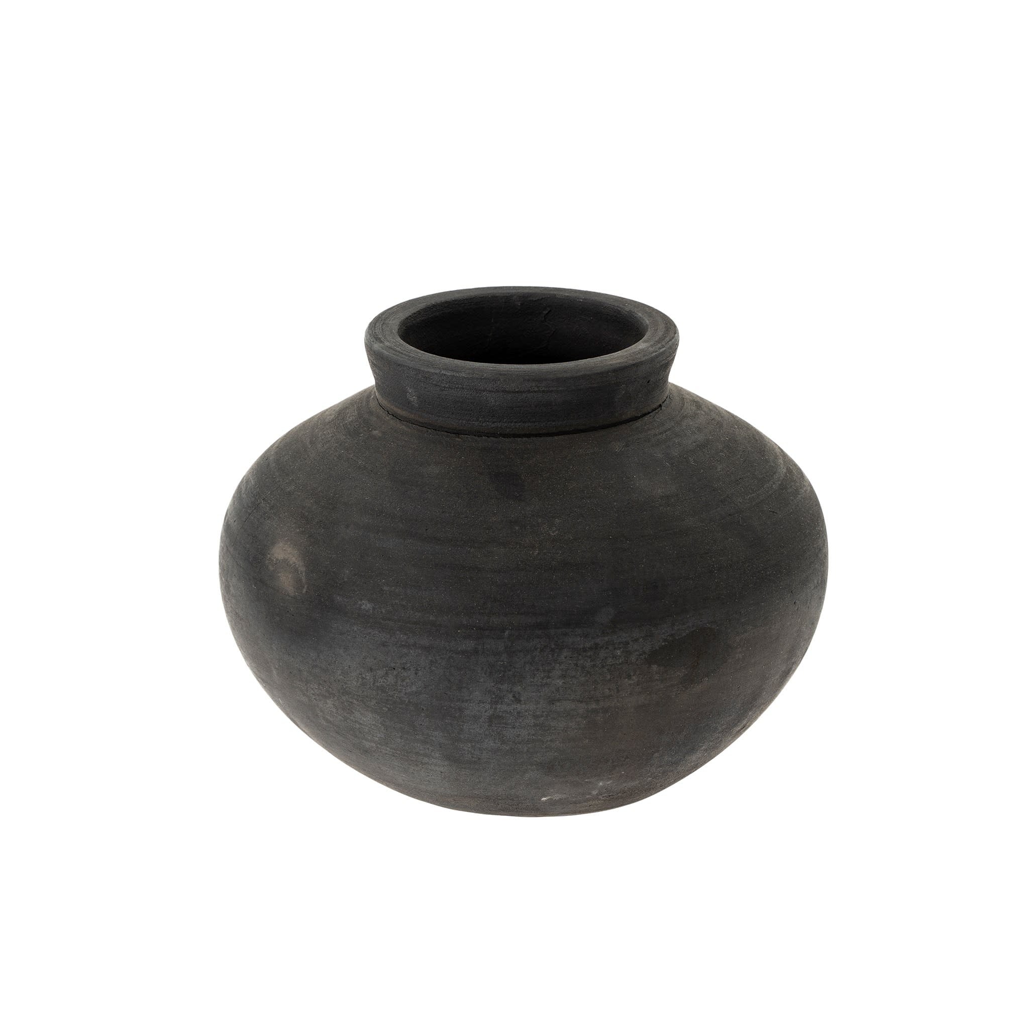Balkan Black Terracotta Pot - Wide