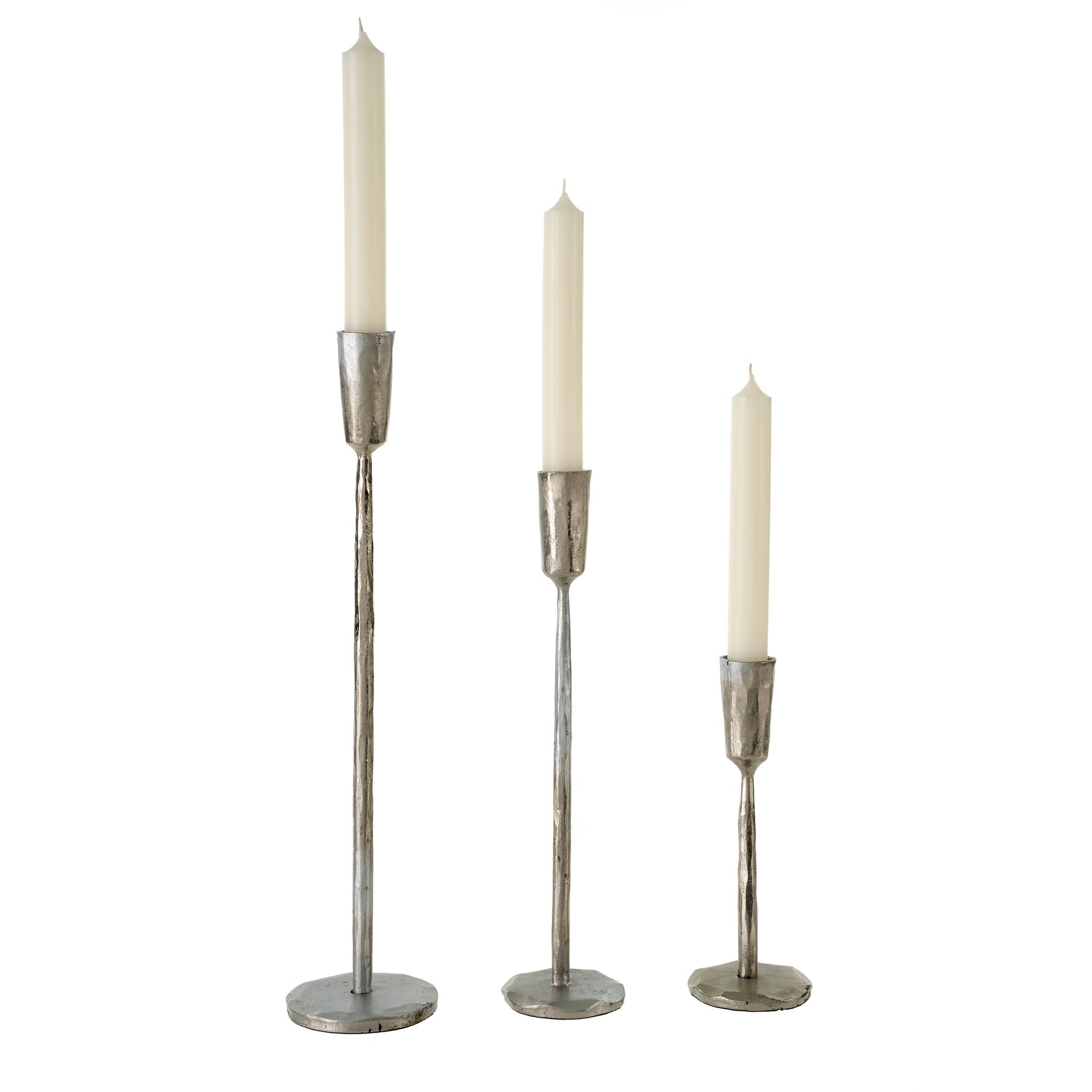 Luna Forged Candlestick - Medium - Silver