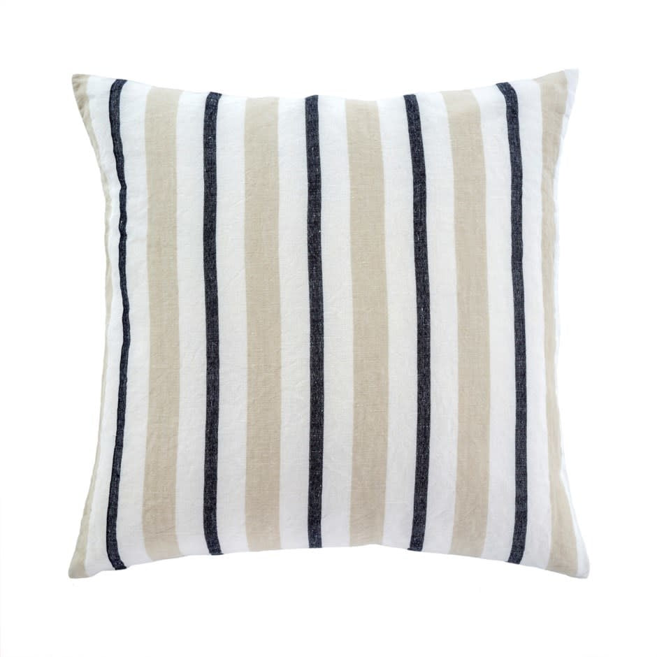 West Beach Striped Pillow - White/Cream/Navy