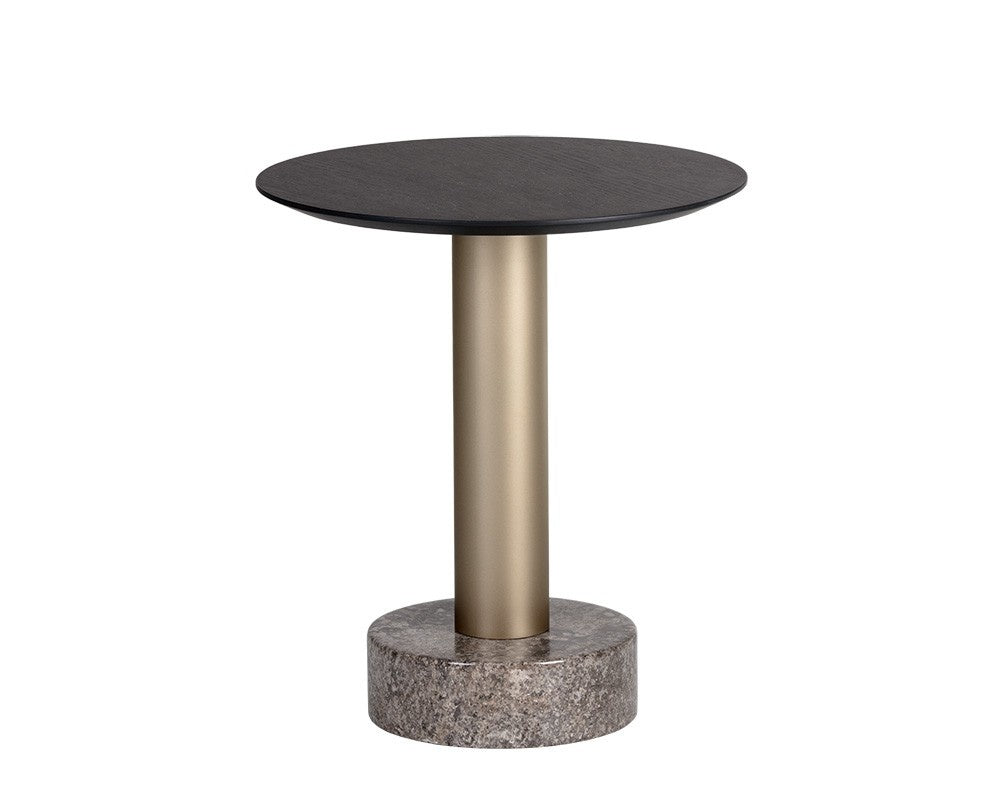 Monaco End Table - Gold - Grey Marble / Charcoal Grey