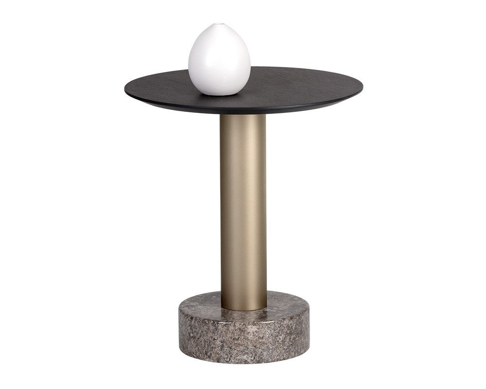 Monaco End Table - Gold - Grey Marble / Charcoal Grey