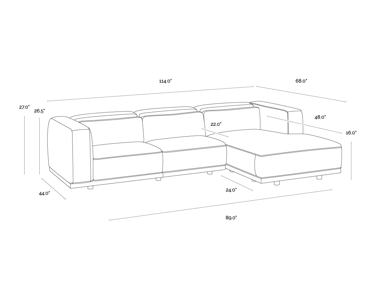 Beau Sofa Chaise - Raf