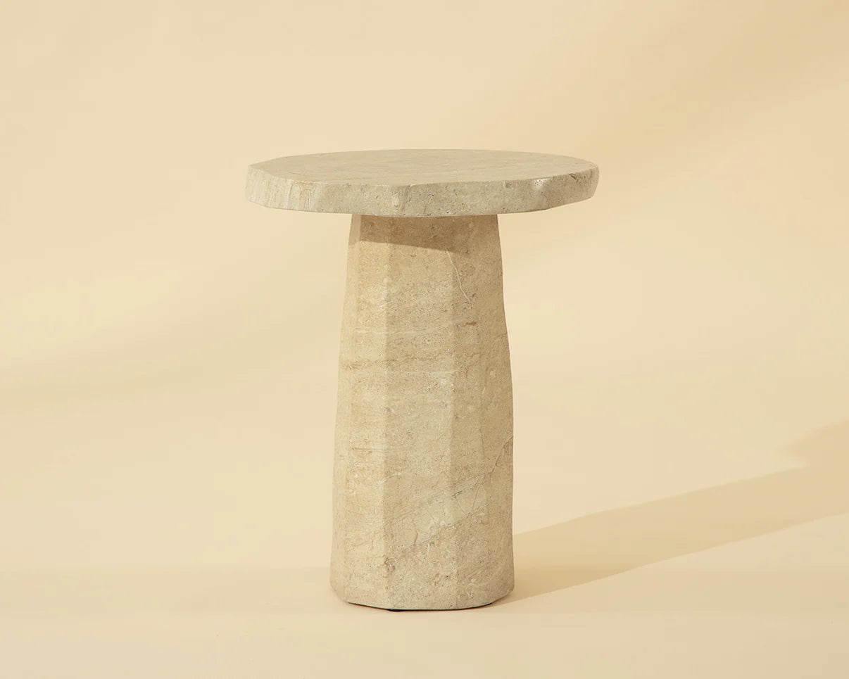Baldur End Table - Travertine Look