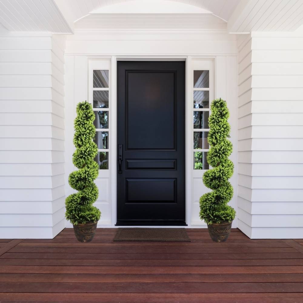 Wales Faux Potted Spiral Boxwood Topiary Plant (Multiple Sizes)